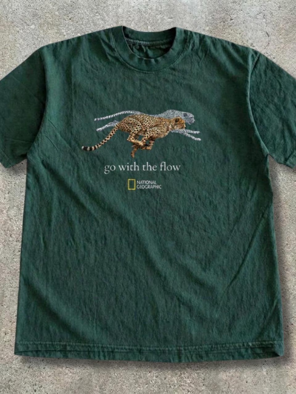 National Geographic Dark Green Cheetah 'Go With The Flow' Tee